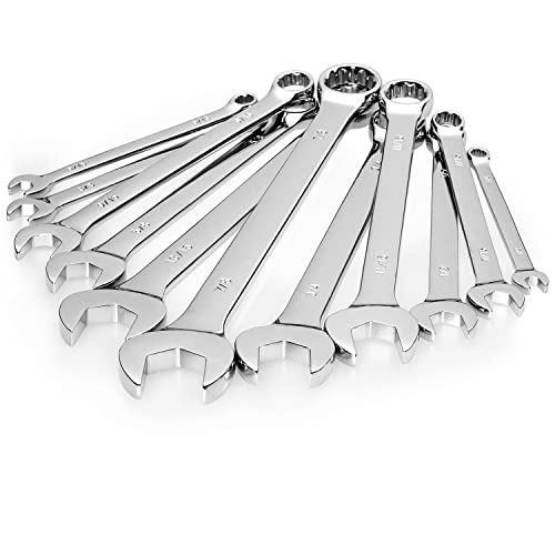 Efficere WR-016 Max Torque 11-Piece Premium Sae Combination Wrench Set With Rack, No Skipped Inch Sizes 1/4 Inch To 7/8 Inch | Longer Wrench Body Design, Chrome Vanadium Steel thumb #1