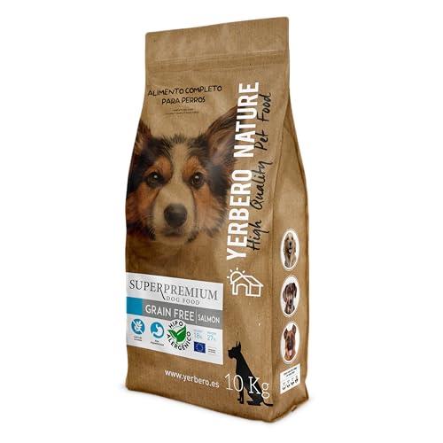 Yerbero Nature Pienso para Perros Grain Free Salmón 10kg - Comida Perros sin Cereales Salmón Alta Digestibilidad con Probióticos Vitaminas Minerales Omega3
