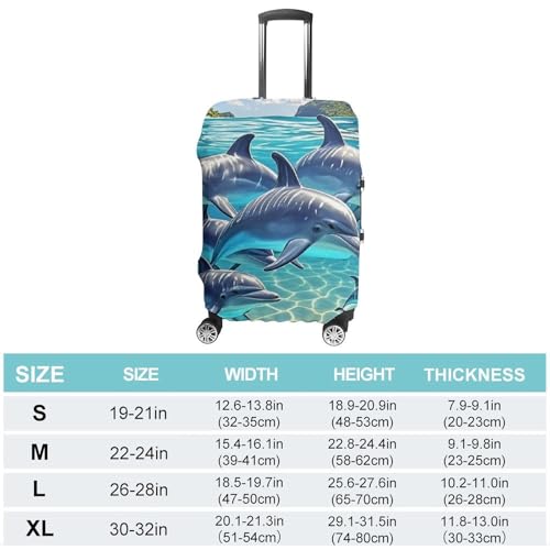 Dolphins Art Luggage Cover, Elastic Luggage Protector Fits 19-32in Suitcases, Washable & Anti-Scratch Suitcase Cover for Men Women XL2