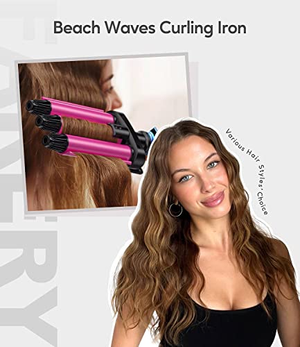 FARERY Conjunto de modelador de cachos 5 em 1 (0,9-3,8 cm) com 3 Barris Beach Waves Modelador de cac