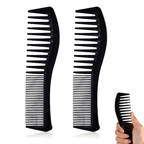 2 peines plásticos para cabello, doble cabezal negro miniatura 1