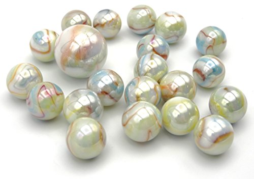 MaRécréation-MesBilles Lot de 20 Billes 16 mm + 1 calot 25 mm Panamerican, DH-FFUC-J0M7, Blanc
