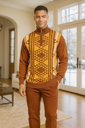 STACY ADAMS Men’s Sweater Geo Pyramidal Jacquard Design3