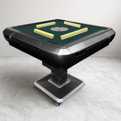 【準備・進行の自動化】 SKK 全自動麻雀卓 家庭用 静音設計 28mm麻雀牌 (アルミ脚, ブラック)