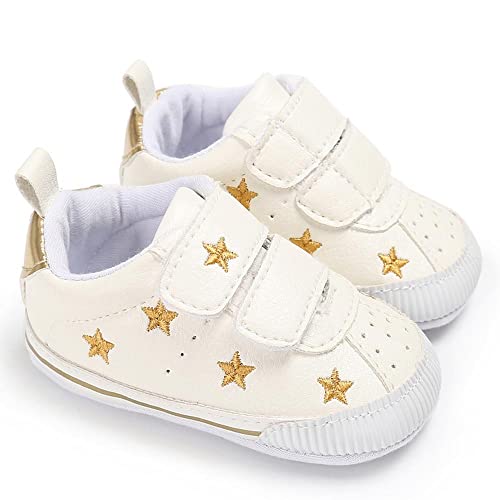 Eitwo Infant Baby Boys Girls Leather Sneakers, Soft Non Slip Rubber Sole, First Walker Moccasins Shoes,Toddler Uniform/Baptism/Crawling/Wedding Dress Shoes (H/Gold, 0_Months) #TOP4