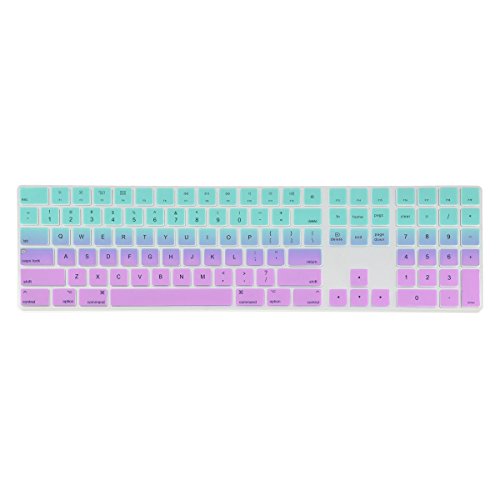 TOP CASE - Faded Ombre Ultra Thin Silicone Soft Keyboard Cover Compatible with Apple Magic Keyboard with Numeric Keypad Model: MQ052LL/A A1843 (US Layout, 2017 Released) - Hot Blue & Purple