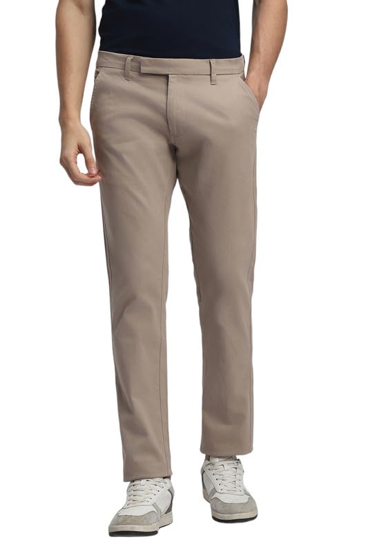 Dennis Lingo Men's Slim Fit Mid Rise Extended Waistband-Chinos in neutral