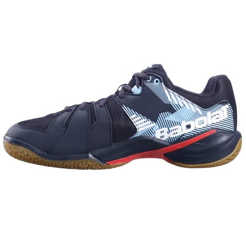Babolat Chaussures de Badminton Shadow Spirit pour Homme-Pratique Intense-Maintien et Amorti-Semelle Respirante Ortholite-Marque Française-Black/Tomato Red, 43.5 EU