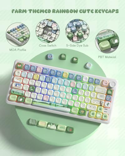 Image of MOA Profile Farm Theme PBT Keycaps Set, 133 Keys Cute Rainbow Custom Keyboard Keycaps for Mechanical Keyboards, Dye-Sublimation, Compatible with 60%, 65%, 75%, 100% Layout