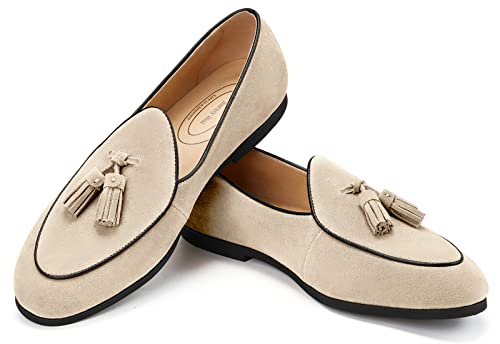 Journey West Men's Tassel Slip-on Loafer Belgian Suede Loafers Casual Leather Shoes for Men3