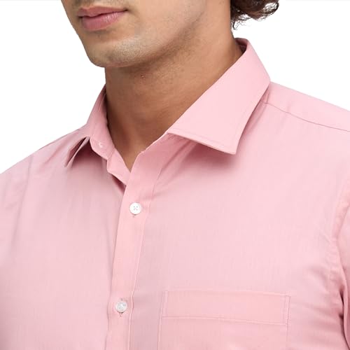 Image of Park Avenue Men Pure Cotton Slim Fit Structure Pattern Semi Cutaway Collar Formal Shirt