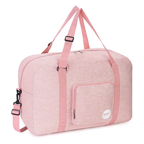 WANDF Foldable Travel Duffel Bag Sac de Voyage Pliable Sac de Sport Gym Résistant à l'eau Nylon (Rose Clair, 50L) Cover