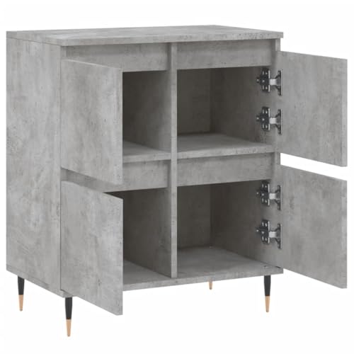 Aparador gris hormigón de 60x35x70 cm con patas de hierro y estructura de madera para comedor 7