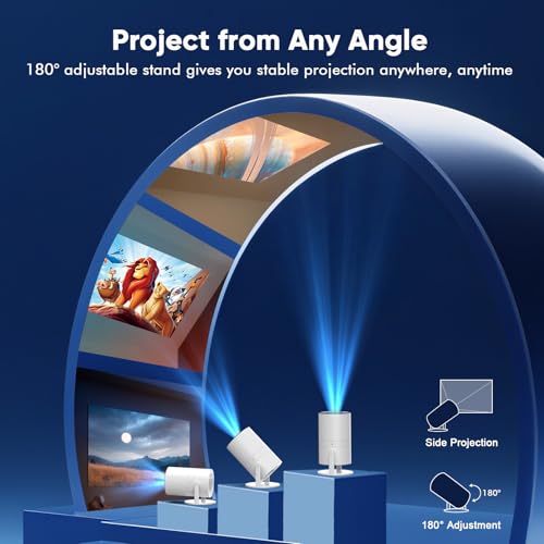 Image of [ Built-in Google TV & Voice Control] WISHOLY Mini Projector with WiFi and Bluetooth, Built-in Streaming Apps, Portable Movie Projector 4K with 180 Rotatable for Outdoor, Home Theater, Movie Night