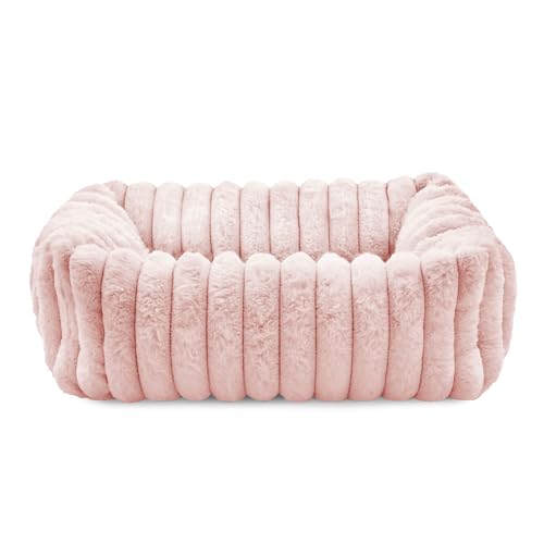 Record - Cuccia Rettangolare Comfit per cani e gatti. Lettino per animali morbido e accogliente in peluche. Misure 50 x 40 x 15h cm, Rosa