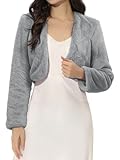 Allegra K Women's Cropped Open Front Jacket Collarless Long Sleeve Faux Fur Coat Large Gray
