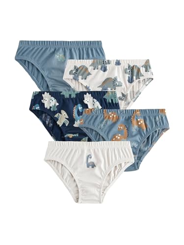 NEXT Garçon Culotte imprimée 100% Coton, Lot de 5 Blue Dinosaur 2 Ans-3 Ans