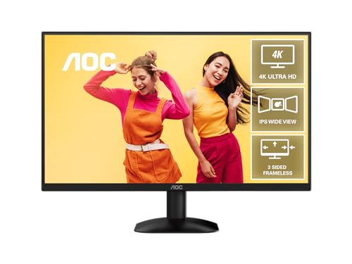 AOC U27B35 27in 60Hz UHD IPS Business Monitor Flicker Free Game Mode Low Blue Mode 3480x2160 16:9 4ms GTG 20m:1 Samrt Contrast 300 Nits DP/HDMI HDR10 Tilt VESA 100x100mm
