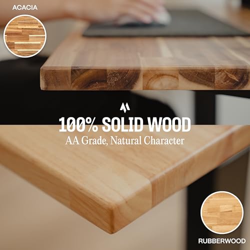 Image of COREMINDED Solid Wood Desk Table Top - Pre-Finished 1.2 inch Thick Tabletop - Universal Fit for Standing Desks, Countertops & Workstations (48 inch x 30 inch, Rubberwood)