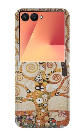 Étui flip Samsung Galaxy Z Flip 7 en cuir premium style Klimt