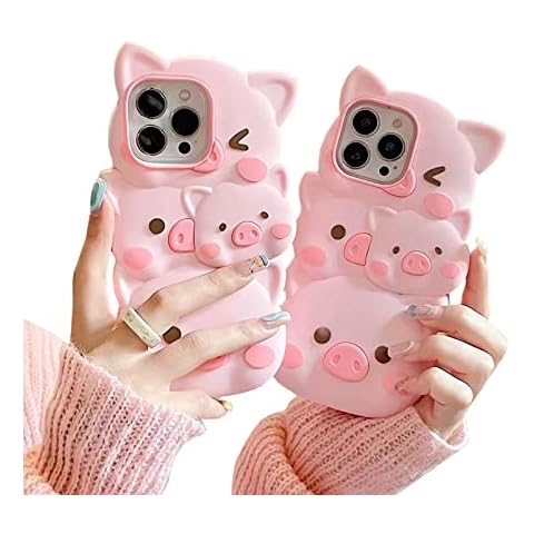 HYHMXB Phone Cover, 3D Cute Kawaii Pink Pigs Design Soft Silicone Shockproof Bumper All-Round Strong Protective Phone Case Compatible with iPhone 15 for Girls Women Cover