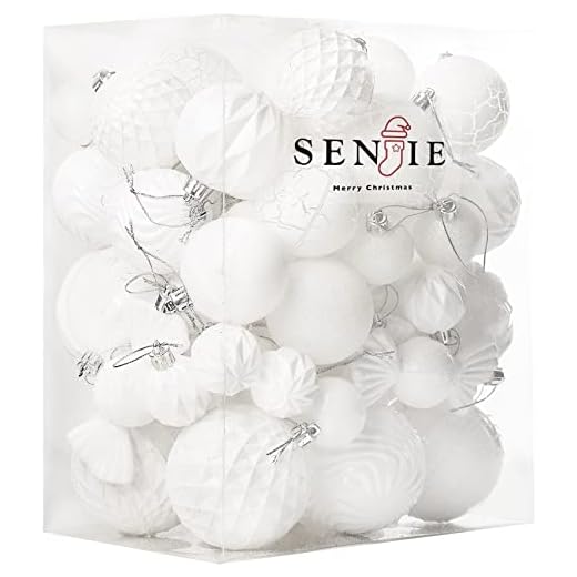 Christmas Ball Ornaments Set Assorted Shatterproof Ornaments 63 PCS Shaped Styles Xmas Tree Holiday Decorative,White
