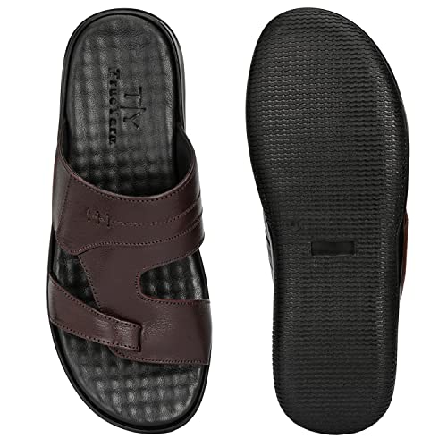 Image of Men's Genuine Leather Slippers | Thong Sandals For Men | Comfortable | Cushioned Insole | Durable | Handmade | All Occasion Slippers