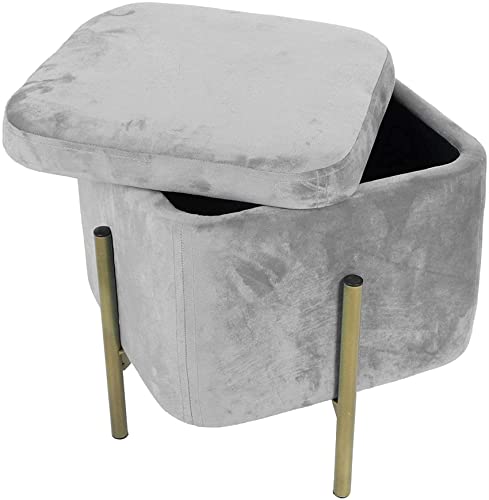 Tabouret en flanelle haut de gamme et structure métal doré - 7