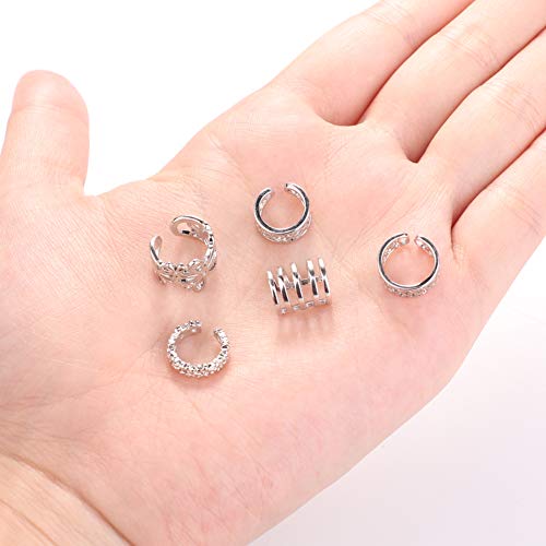 Jstyle 20Pcs Adjustable Ear Cuffs Earrings Set for Women Stainless Steel Non-Piercing Cartilage Clip On Wrap Earring Set4