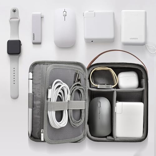 WIWU Tech Pouch Cable Organiser Bag with Handle Large Capacity Electronics Accessories Travel Organizer Adjustable Dividers for Travel Office School Fit Chargers Cables Power Bank Hard Drives(Black) - Image 2