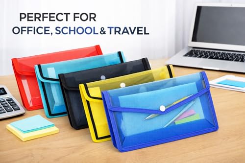 Image of Kosh Plastic Flexi Button Bag | Cheque Book Holder | Document Holder | Passbook Holder Cheque Pouch (Pack of 5)