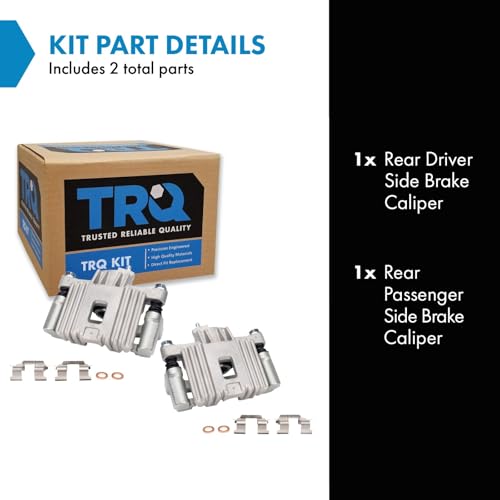 Image of TRQ Rear Brake Caliper Set Zinc Coated Brackets Hardware Compatible with 1999-2004 Oldsmobile Alero 1999-2005 Pontiac Grand Am