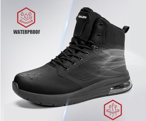 Image of FENLERN Men's Wide Fit Tactical Boots 6 Inch, Lightweight Comfortable Work Boots with Side Zipper, Waterproof Military Hiking Boots for All-Day Wear