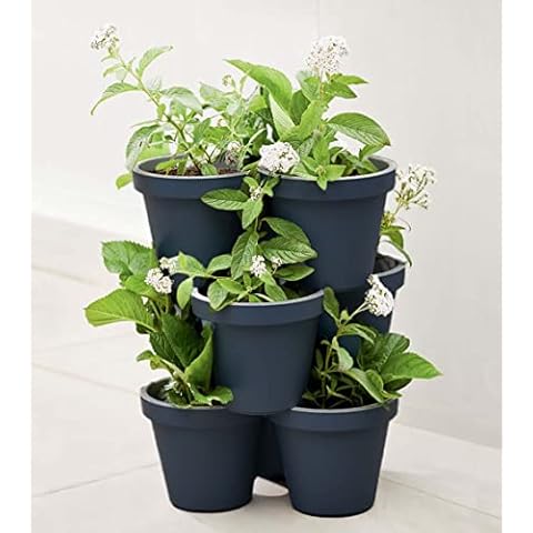 GEEZY Triple Stackable Plastic Planter Cover
