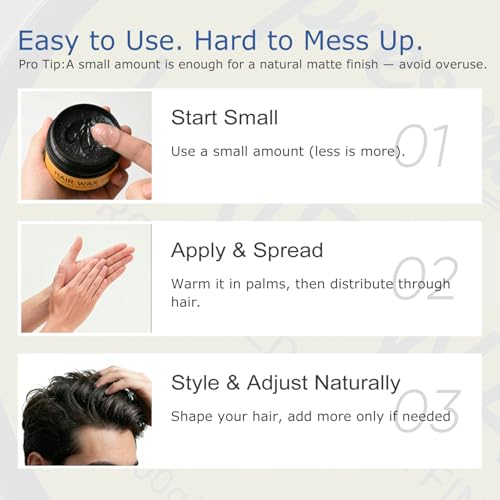 Cera para cabello para hombres, fijación fuerte, mate natural, 3.5 oz miniatura 4