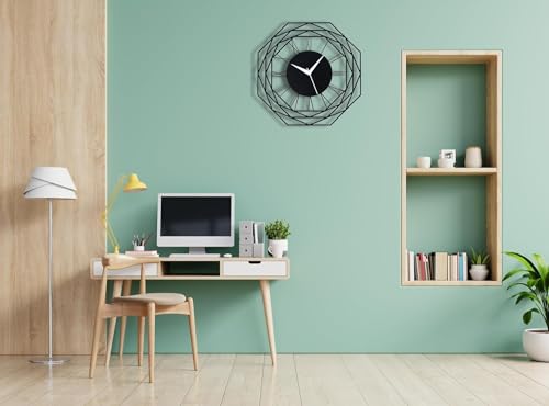 Image of Wall Clock Stylish Metal Analog Wall Clock for Living Room, Bedroom, Office, Kitchen, Home and Hall | Antique Fancy Big Size Modern Wall Watch (Black(DA-82), 50 CM)
