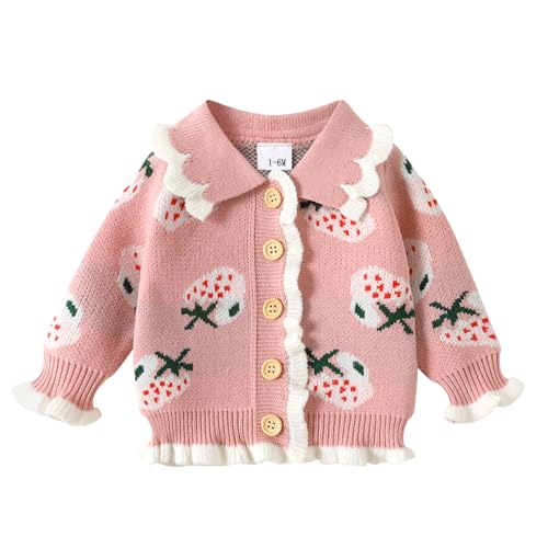 YOUNGER TREE Infant Baby Girl Knit Cardigan Sweater Toddler Girl Fall/Winter Long Sleeve Button Up Knit Sweatshirt