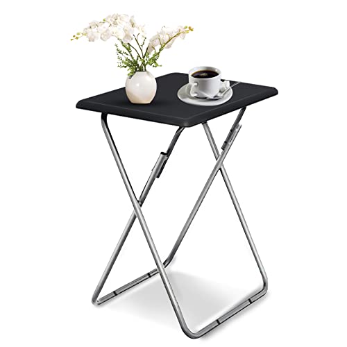 Image of Garden 4 you Folding TV Tray Table,TV Dinner Table with Sturdy MDF Top,Eating Trays for Living Room with No Assembly Required, 15 x 18.9 x 26 in(Black,1PC)
