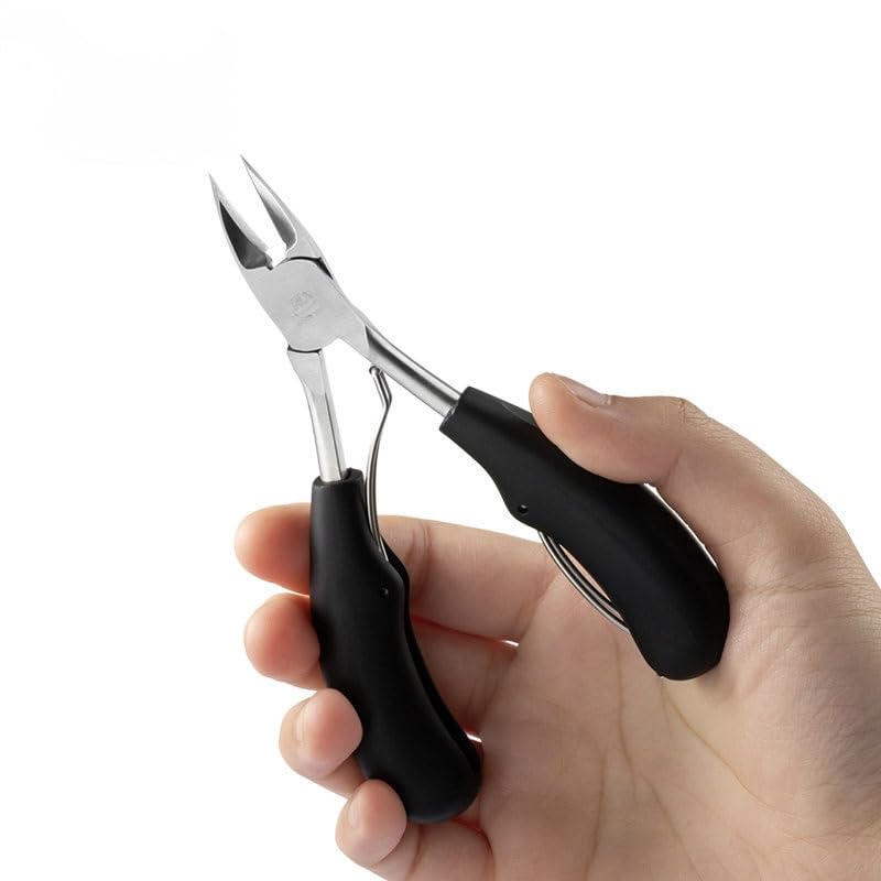 Beauté Secrets Toe Nail Clipper for Ingrown or Thick Toenails, Heavy Duty Toenail Trimmer Nail Clipper Pedicure Tool with Long Handle and Soft Grip for Seniors Black
