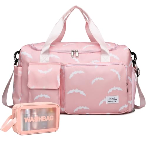 Image of Small Gym Bag for Women, Travel Duffle Bag Carry On Weekender Bag with Shoe Compartment