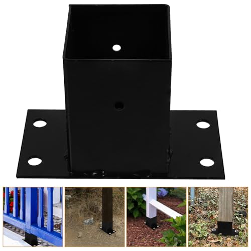Support de poteau de terrasse en métal noir rigide et réglable - 6