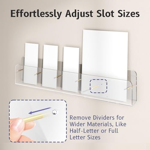 HIIMIEI Brochure Holder Wall Mount, 2-Pack Acrylic Modular Flyer, Pamphlet Display Stand with Magnetic Brass Bolts, Dual Installation Options, and Designed for Schools, Studios, and Community Spaces