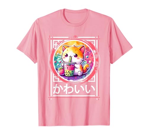 Cat Boba Tea Bubble Tea Anime Kawaii Lindo Manga Kawaii Neko Camiseta