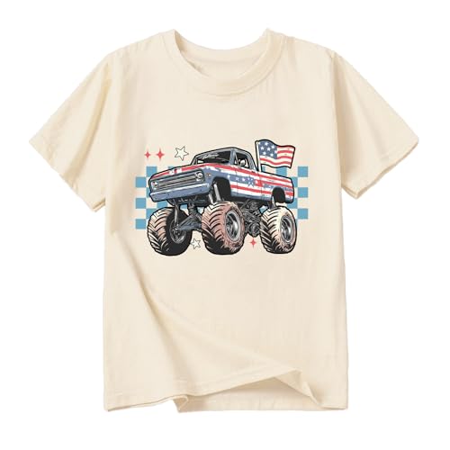Image of Kid 4th of July T-Shirts Boys Girls American Flag Shirt Patriotic Top Short Sleeve Tees 2-12 Years