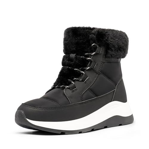 Image of DREAM PAIRS Women's Outdoor Winter Snow Boots | Women Winter Snow Boots, Faux Fur Waterproof Ankle Booties, Zaylee Ladies Slip Resistant Sole Comfortable Short Boots Outdoor