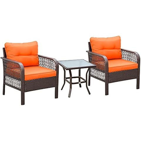 Outsunny Rattan Bistro Set with Cushions Cover