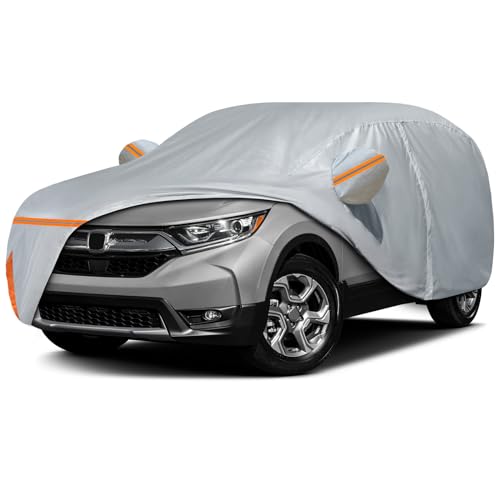 Image of Waterproof Car Cover for 1995-2024 Honda CRV CR-V, Custom-fit All Weather Sun Rain UV Dust Snow Protection Windproof Outdoor Indoor CRV Car Cover with Zipper Door and Cotton Lining-Gray