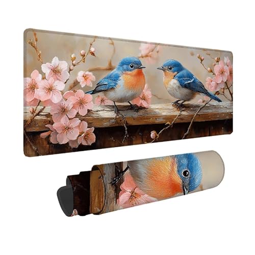 Tapis de souris XXL rose 150x80 cm grand format oiseau pour bureau