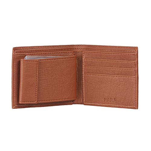 Image of KARA Tan Men's Faux Leather Wallet - Bifold Wallet for Men with De-Attachable Card Holder Sleeves