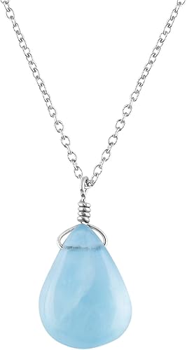 OdrillionGems Collar con colgante de gotas de piedras preciosas naturales, plata de ley 925, hecho a mano, cristales curativos de chakras, piedra